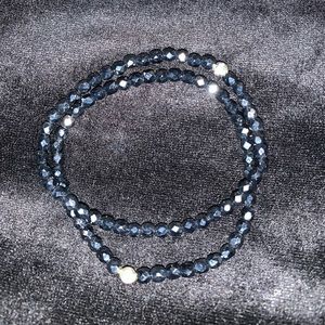 Sparkly charcoal beaded stretchy bracelets set of two✨